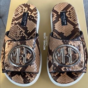 Michael Kors Collection genuine python slides